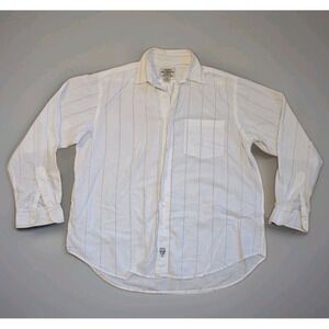 Ralph Lauren Polo‎ Jeans Co Shirt Mens M White Pinstripe Button Up Cotton Casual